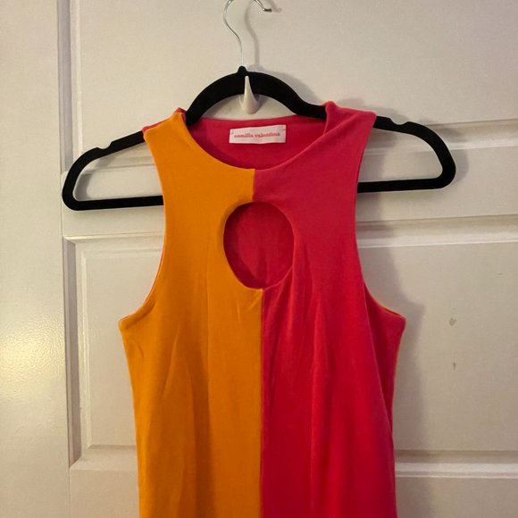 Retro Pink & Orange Dress with Cutouts (space-y feel) - Picture 4 of 7